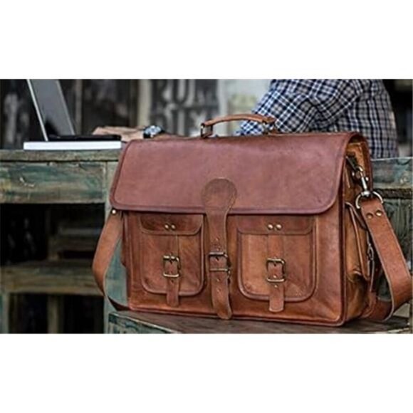 Leather Briefcase Laptop Messenger bag best computer satchel Handmade Bags - Picture 2 of 7